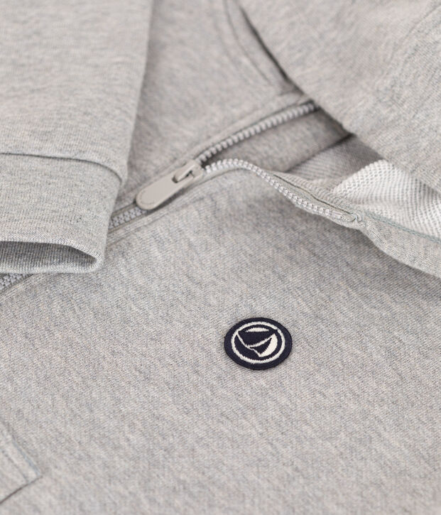 Kinder-Sweatshirt mit Rei&szlig;verschluss und Kapuze aus Molton f&uuml;r Jungen grau