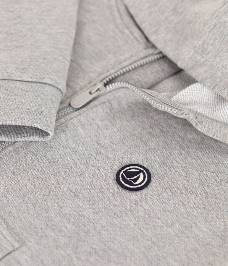 Kinder-Sweatshirt mit Rei&szlig;verschluss und Kapuze aus Molton f&uuml;r Jungen grau