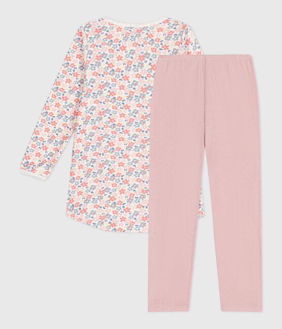 Kinder-Nachthemd und Leggings aus Nicki mit Blumenmotiv rosa JOLI/weiss MULTICO