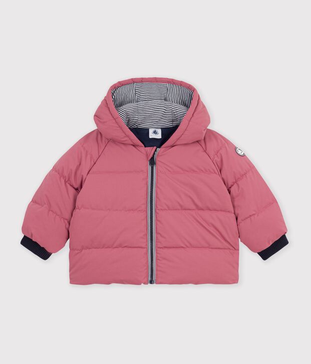 Baby-Winterjacke aus einfarbigem Polyester rosa