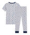 Rippstrick-Pyjama, für kleine Jungen grau POUSSIERE/weiss MULTICO