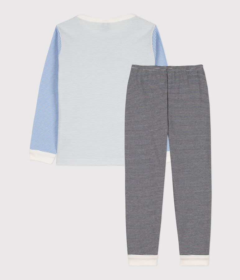 Kinderpyjama aus Baumwolle mit Ringelstreifen blau/vielfarbig