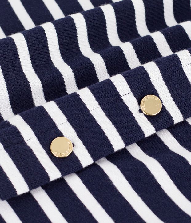 Damen-Shirt Marini&egrave;re aus Baumwolle mit Streifen blau/weiss