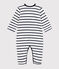 Gestreifter Baby-Strampler aus Nicki weiss MARSHMALLOW/blau SMOKING