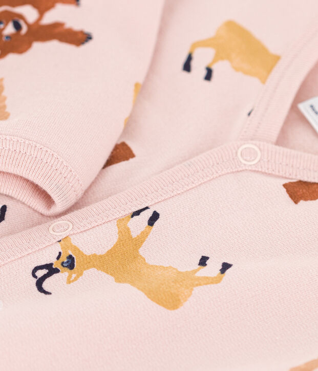 Strampler aus Molton mit Tiermotiv rosa/vielfarbig