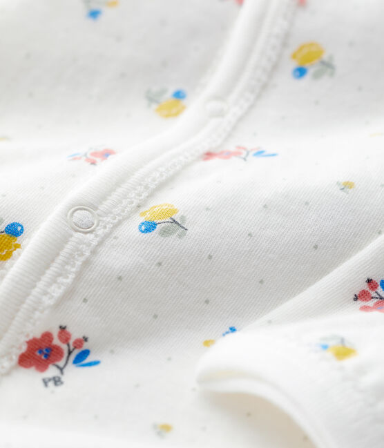 Baby-Strampler aus Bio-Baumwolle mit floralem Muster weiss MARSHMALLOW/weiss MULTICO