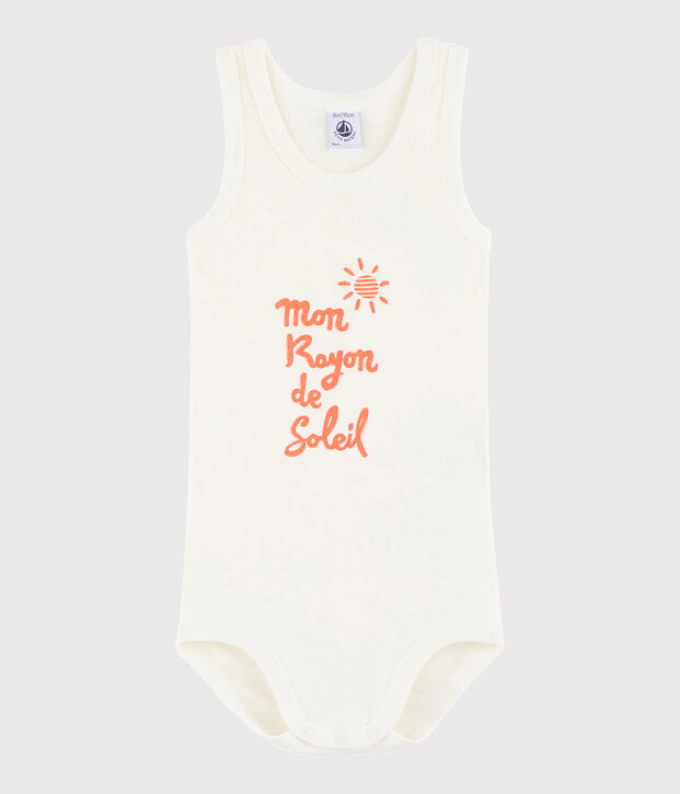 &Auml;rmelloser Baby-Body Jungen weiss/orange