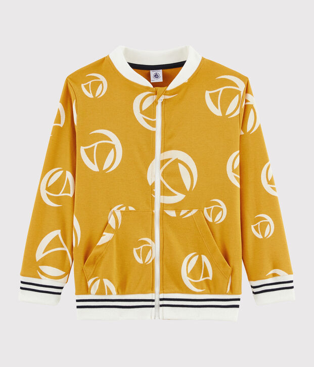 Kinder-Sweatshirt mit Rei&szlig;verschluss f&uuml;r Jungen. gelb/weiss