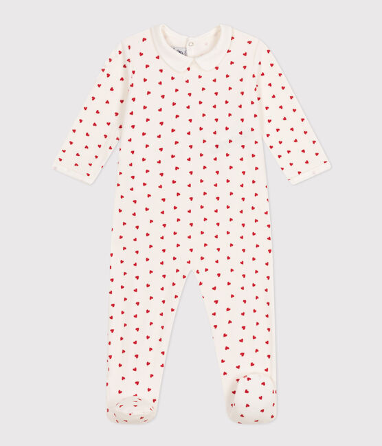 Strampler aus Nicki mit Herzmotiv weiss MARSHMALLOW/rot TERKUIT
