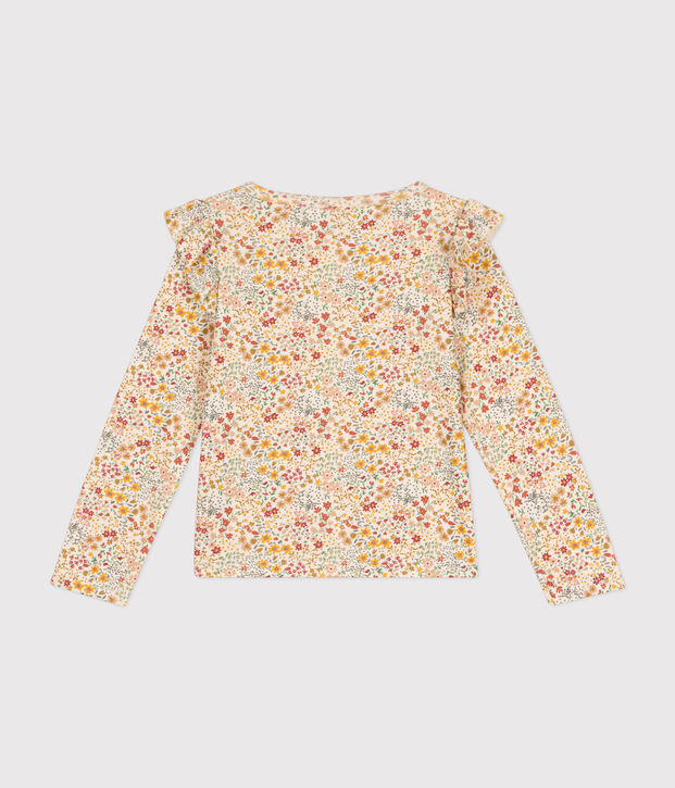 Lang&auml;rmeliges Kinder-T-Shirt aus Rippstrick f&uuml;r M&auml;dchen naturfarben/vielfarbig