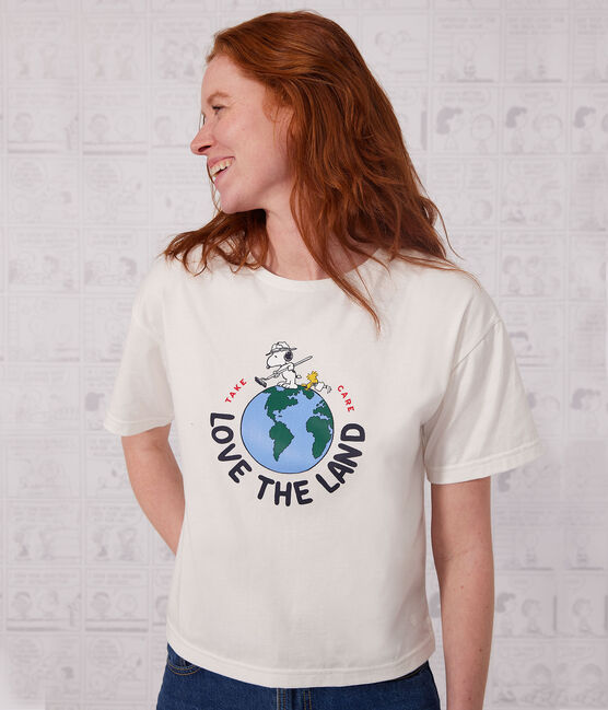 T-Shirt LE BOXY aus Baumwolle für Damen weiss MARSHMALLOW