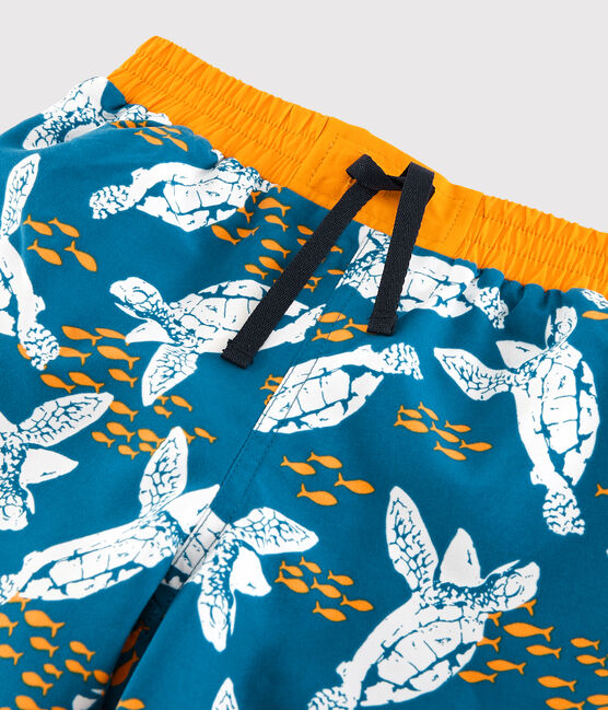 Kinder-Badeshorts aus recyceltem Material für Jungen blau MYKONOS/naturfarben MULTICO