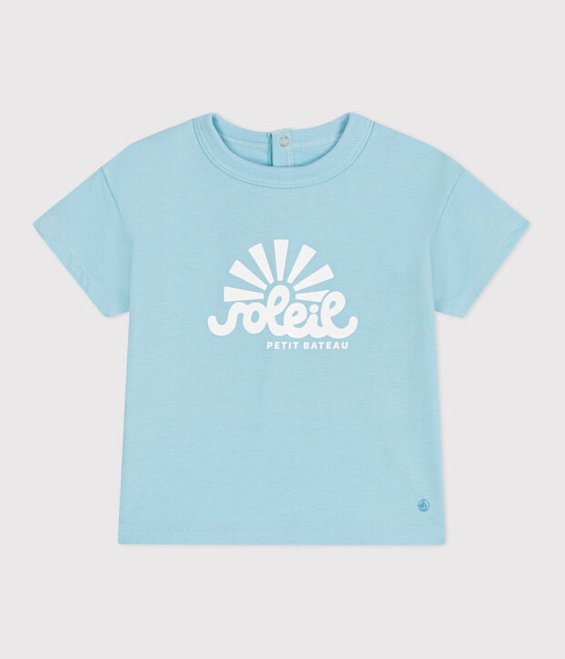 Kurz&auml;rmeliges Baby-T-Shirt aus einfarbiger Baumwolle blau