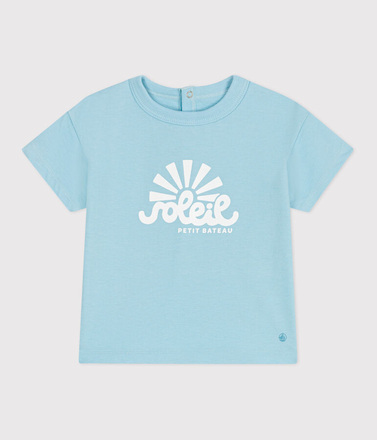 Kurz&auml;rmeliges Baby-T-Shirt aus einfarbiger Baumwolle blau