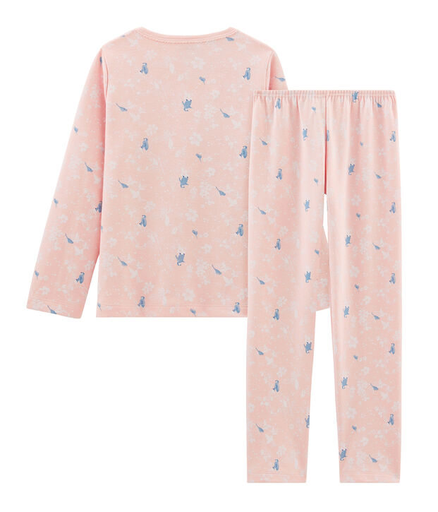 Rosa Pyjama mit Pinguin-Muster aus Doubleface-Jersey f&uuml;r kleine M&auml;dchen rosa/vielfarbig