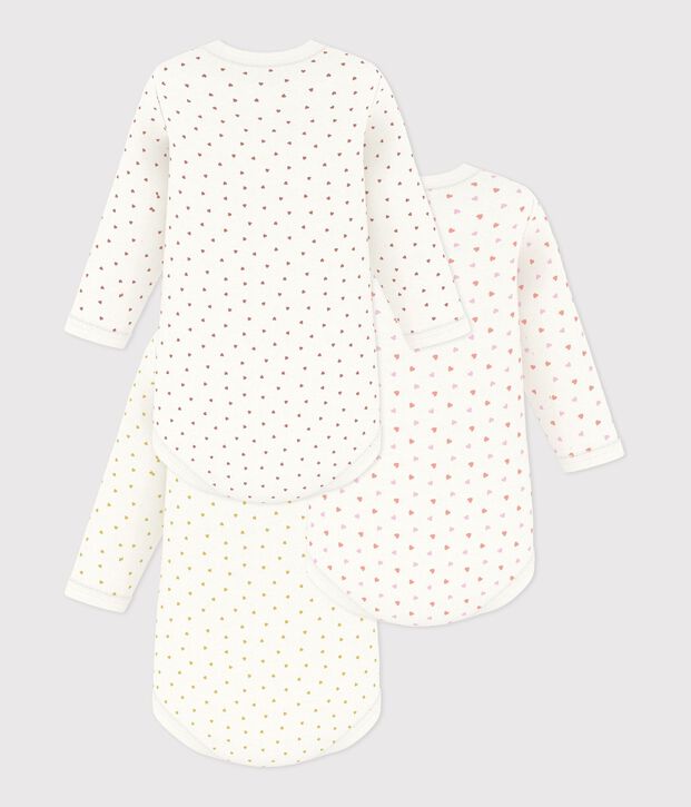 Set lang&auml;rmeliger Baby-Bodys aus Baumwolle mit kleinen Herzen vielfarbig