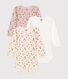 3er-Set langärmelige Bodys aus Baumwolle mit Blumenmotiv für Babys