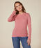 Langärmeliges Damen-T-Shirt L'Iconique aus einfarbigem Rippstrick rosa ROSEWOOD
