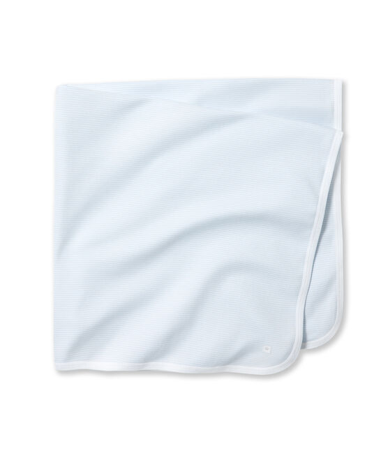 Ringel-gestreiftes Baby Betttuch blau FRAICHEUR/weiss ECUME
