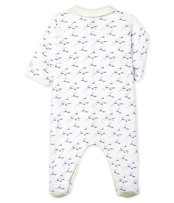 Baby-Strampler aus Doppeljersey für Jungen weiss MARSHMALLOW/weiss MULTICO