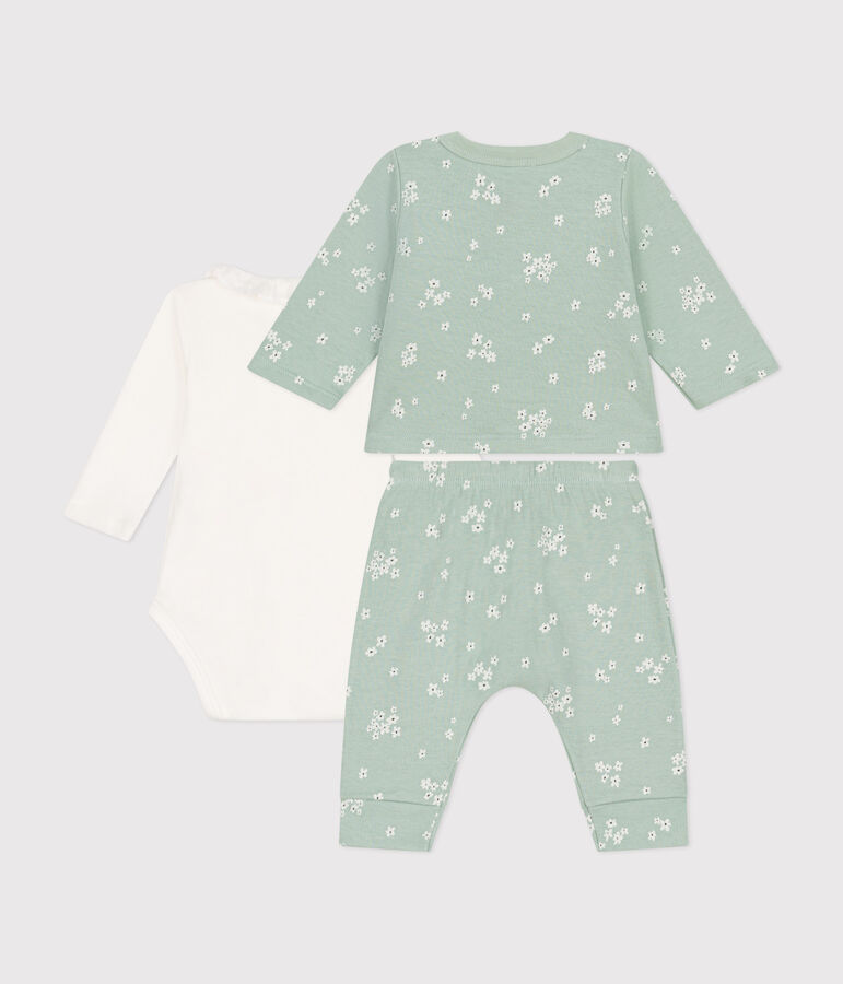 3-teiliges Baby-Set aus Doppeljersey gr&uuml;n/vielfarbig