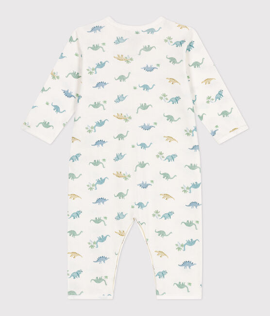 Strampler ohne Füßchen aus Baumwolle mit Dinos weiss MARSHMALLOW/weiss MULTICO