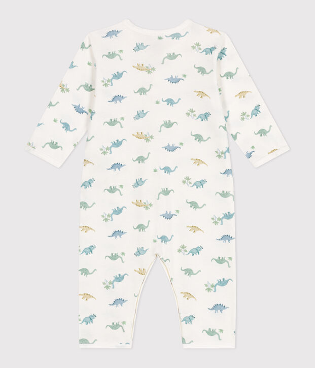 Strampler ohne F&uuml;&szlig;chen aus Baumwolle mit Dinos weiss/vielfarbig