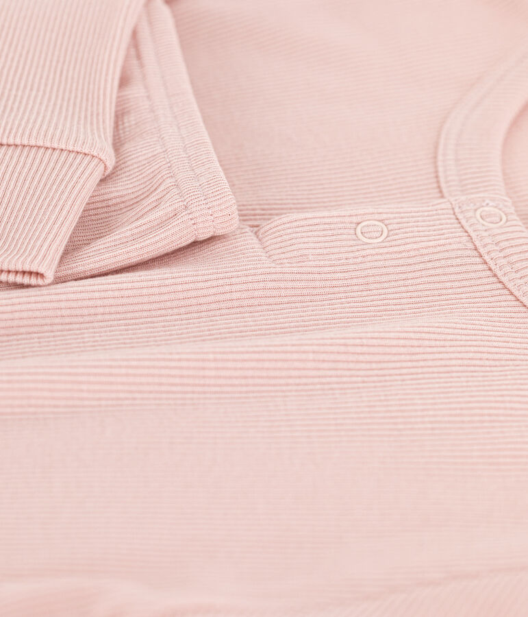 Einfarbiger Pyjama aus Baumwolle und Lyocell f&uuml;r kleine M&auml;dchen und Jungen rosa