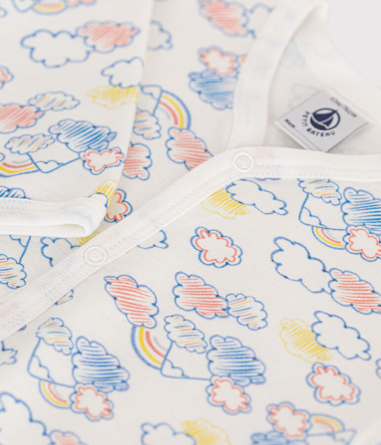 Baby-Strampler ohne F&uuml;&szlig;e aus Baumwolle weiss/vielfarbig