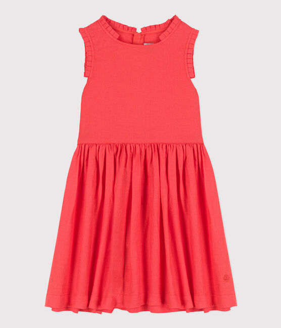 Ärmelloses Kinderkleid aus Leinen für Mädchen orange JUPITER