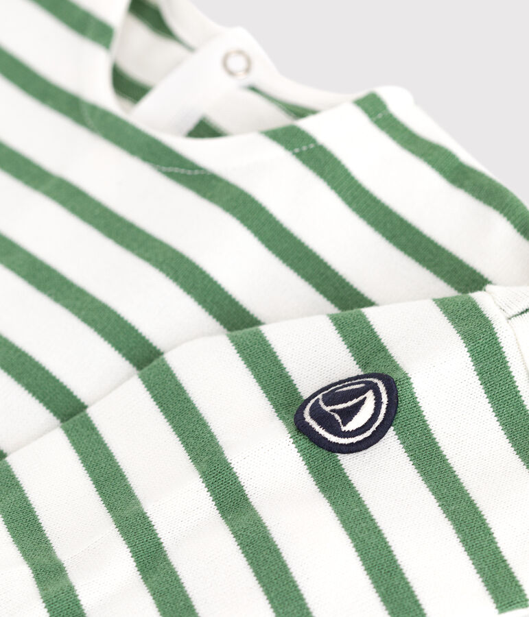 Baby-Matrosenoberteil aus dicker Baumwolle weiss/gr&uuml;n