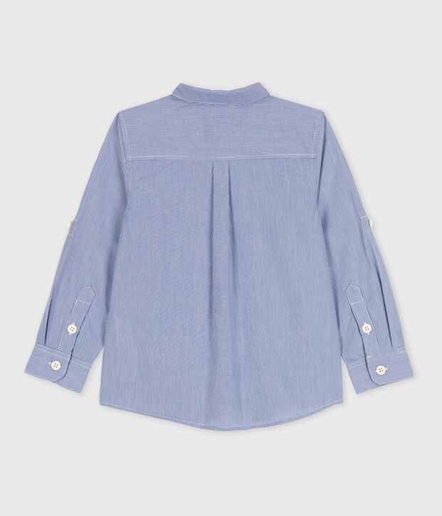 Kinder-Hemd aus Popeline f&uuml;r Jungen blau/weiss