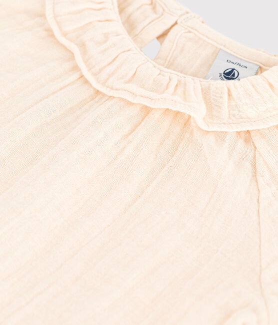 Kurzärmelige Babybluse aus Musselin-Stoff naturfarben AVALANCHE