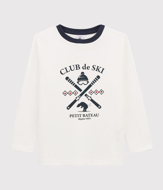 Kinder-T-Shirt mit Siebdruck für Jungen weiss MARSHMALLOW