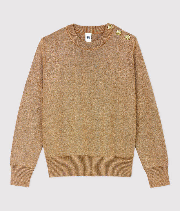 Marinepullover aus goldfarbener Baumwolle f&uuml;r Damen braun/gelb