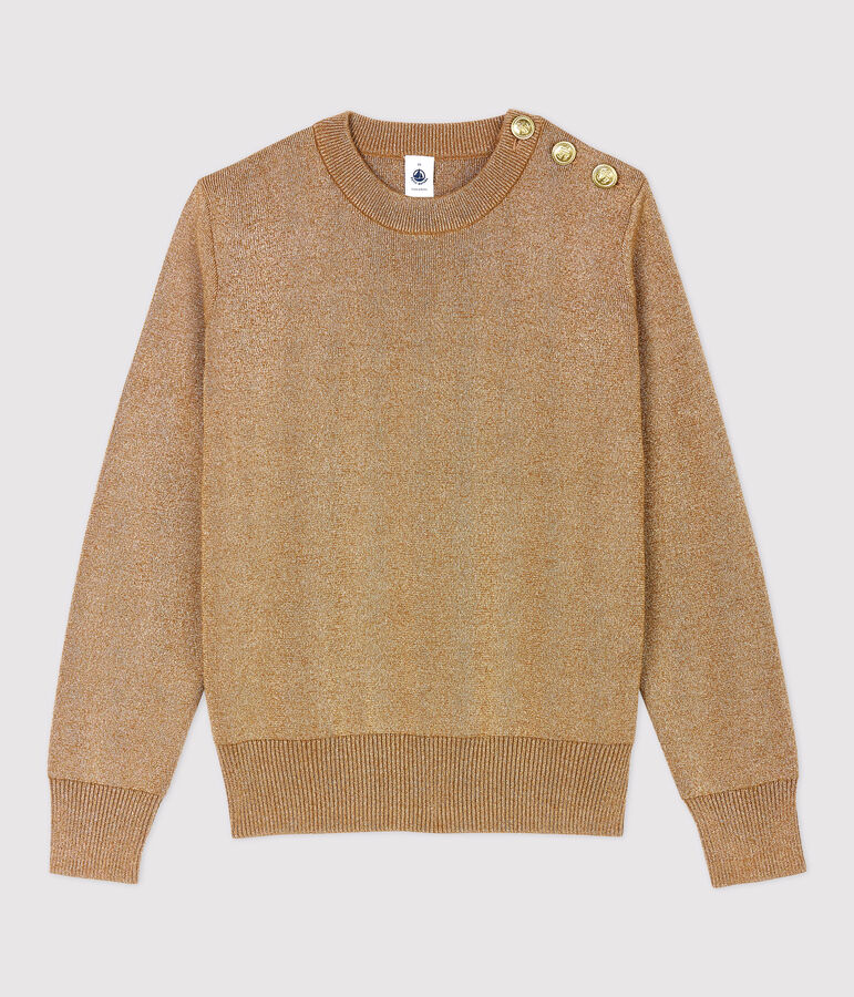 Marinepullover aus goldfarbener Baumwolle f&uuml;r Damen braun/gelb