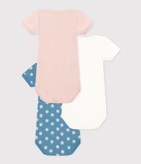 3er-Set kurzärmelige Baby-Bodys aus Baumwolle mit Blumenmuster variante 1