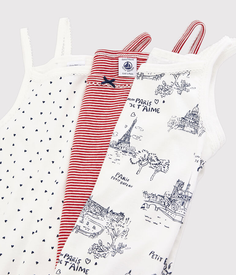 3er-Set Spaghetti-Tops mit Paris-Print f&uuml;r M&auml;dchen vielfarbig
