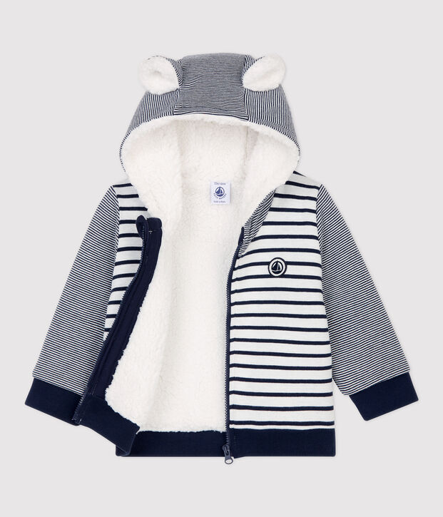 Baby-Teddyjacke aus Sherpa. weiss/blau