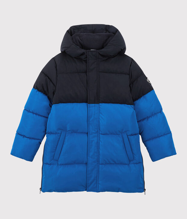Lange, gef&uuml;tterte Kinder-Winterjacke f&uuml;r M&auml;dchen / Jungen blau/blau