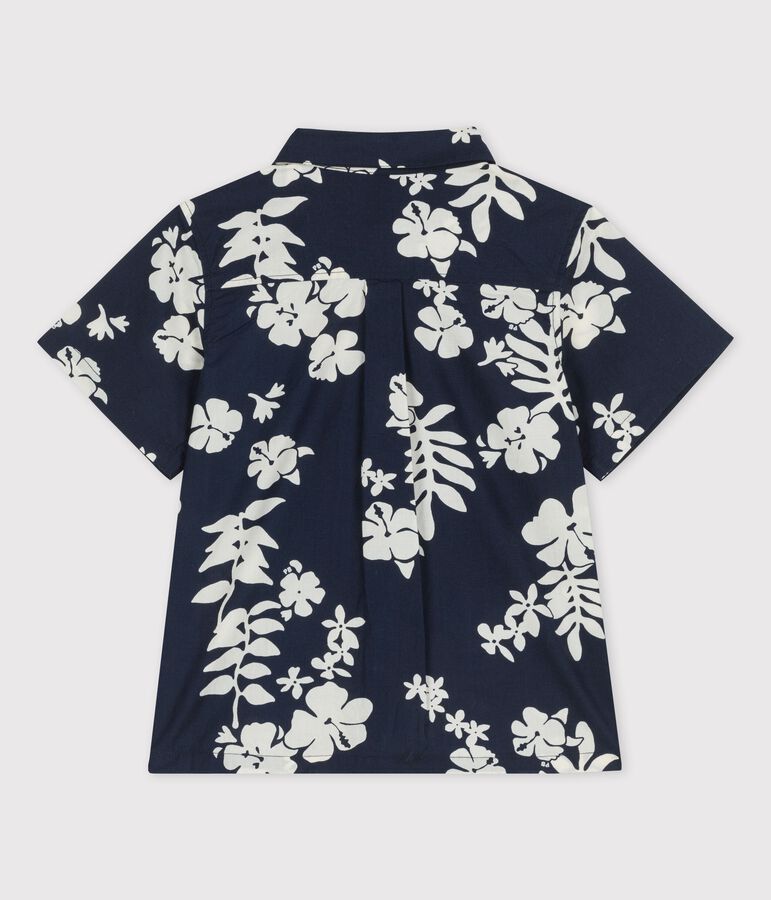 Kurz&auml;rmeliges Hemd aus Popeline f&uuml;r Jungen blau MEDIEVAL/weiss MARSHMALLOW