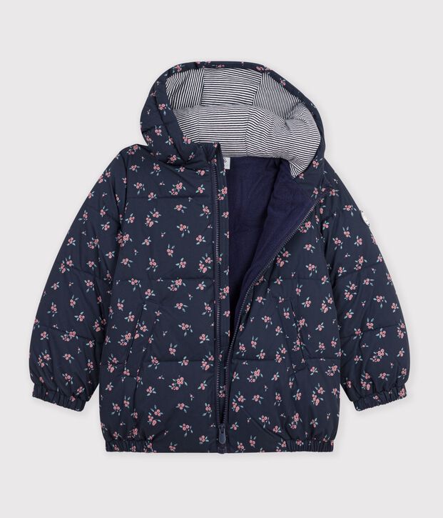 Kinder-Winterjacke mit Herzmotiv blau/vielfarbig
