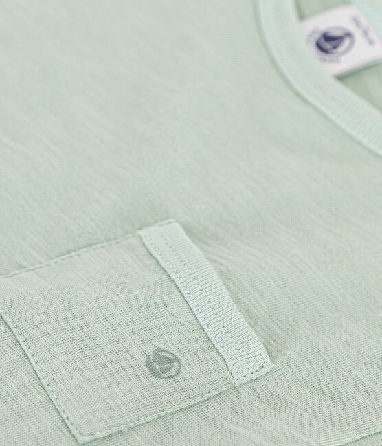 Kurzärmeliges Baby-T-Shirt aus geflammtem Jersey grün HERBIER