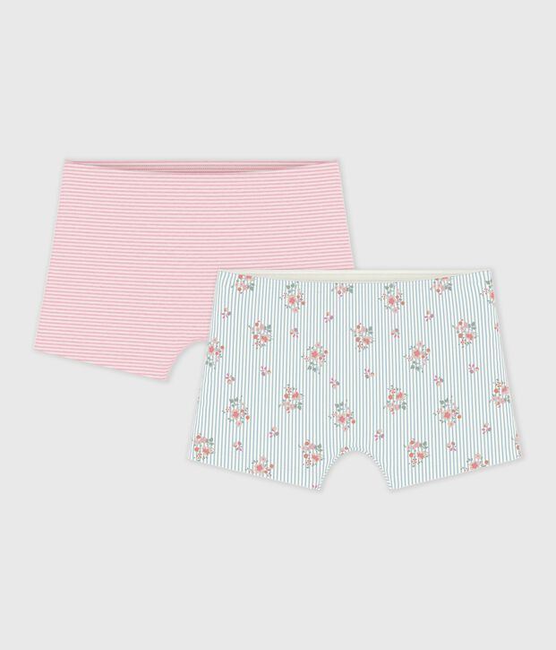 Set lange Kinder-Shortys aus Baumwolle mit Blumenmuster vielfarbig