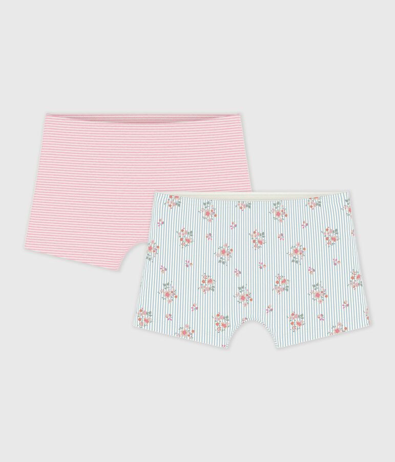 Set lange Kinder-Shortys aus Baumwolle mit Blumenmuster vielfarbig