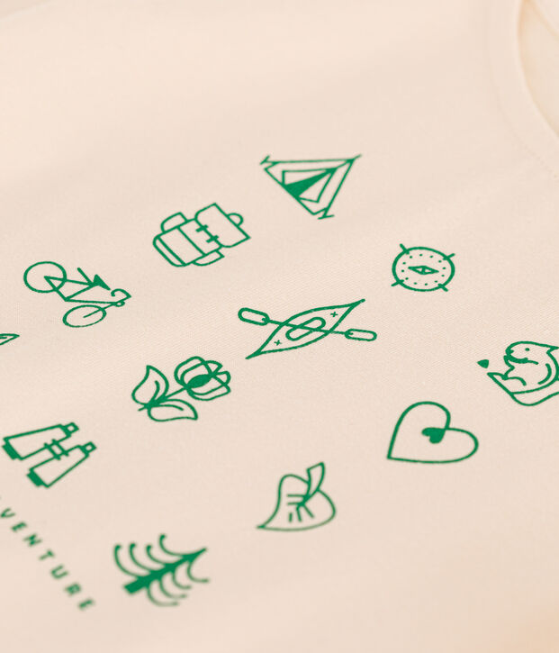 M&auml;dchen-T-Shirt aus leichtem Jerseystoff naturfarben/gr&uuml;n