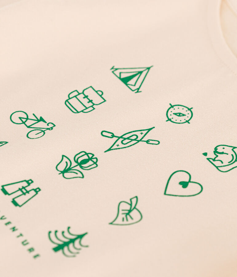 M&auml;dchen-T-Shirt aus leichtem Jerseystoff naturfarben/gr&uuml;n