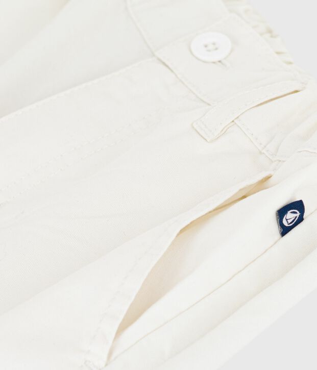 Kinder-Bermudashorts aus einfarbiger Baumwolle weiss