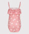 Einteiliger Kinder-Badeanzug mit Blumenmotiv rosa CHARME/weiss MARSHMALLOW
