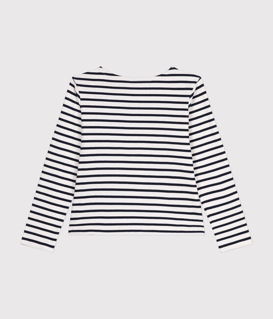 Geknöpftes Matrosenshirt aus Baumwolle Damen weiss MARSHMALLOW/blau SMOKING